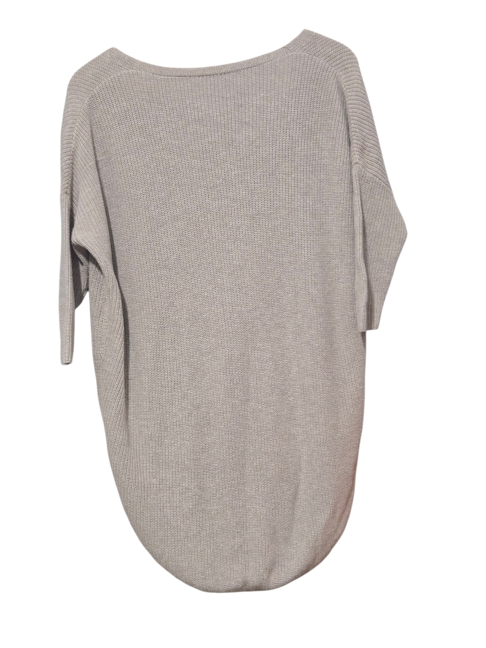 Express Oversized Taupe V-Neck Knit Dropped Shoulder Sweater Size Small - Picture 3 of 8